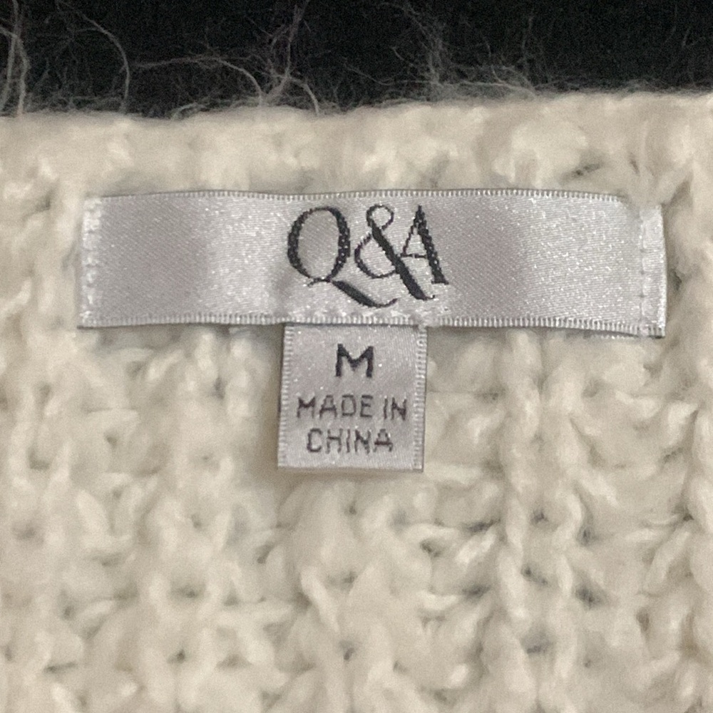 Q&A Cream Knit Button Down Sweater Medium M - Picture 3 of 5